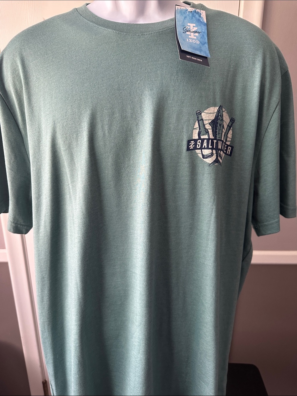 Izod Saltwater Short-Sleeve Crewneck T-Shirt in Seafoam
